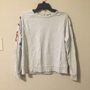 Gray Floral Sleeve Sweatshirt